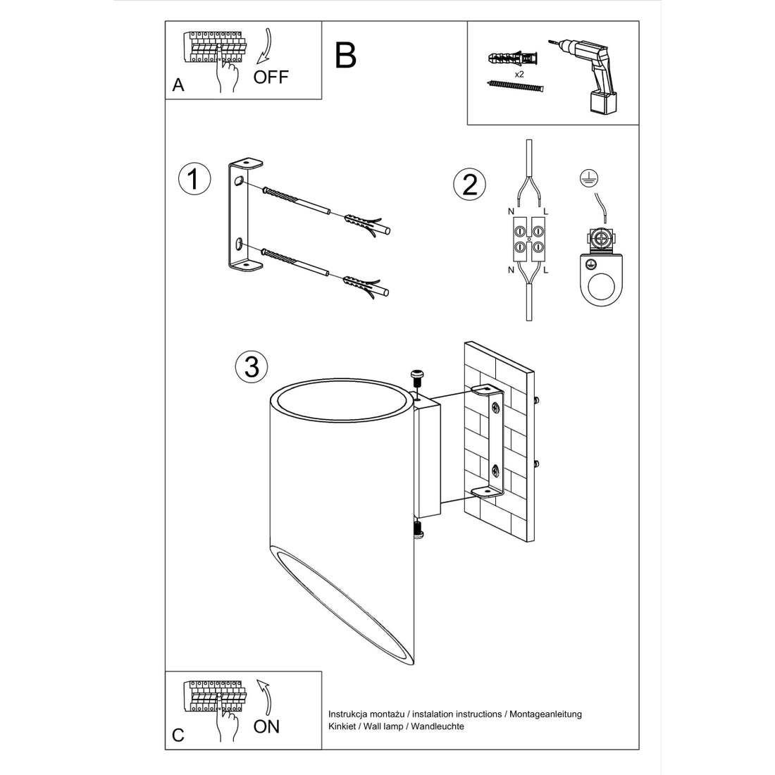 Wall lamp PENNE 20 black - Diamond Work Sp. z o.o.
