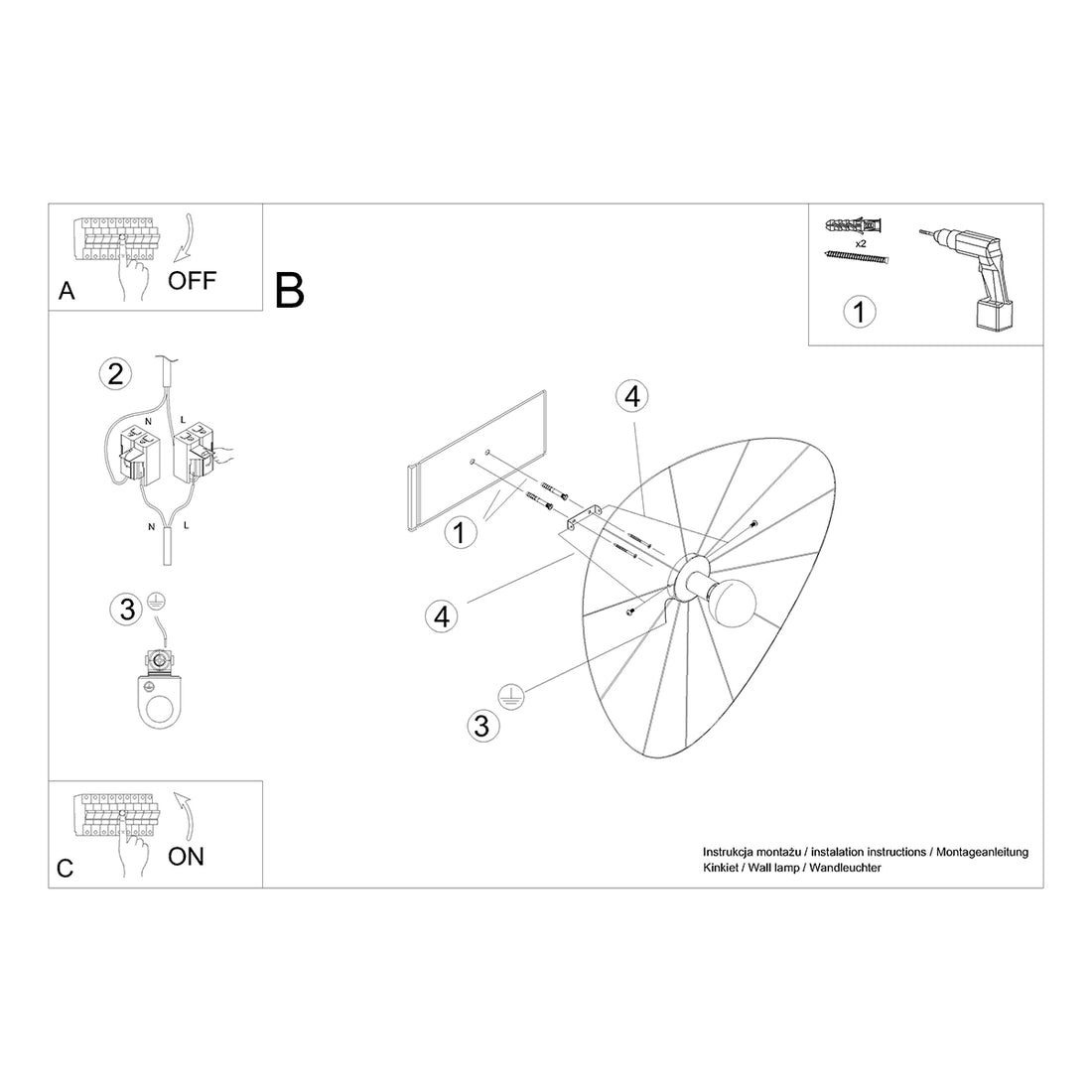 Kinkiet / Lampa sufitowa ESKOLA 110 czarna
