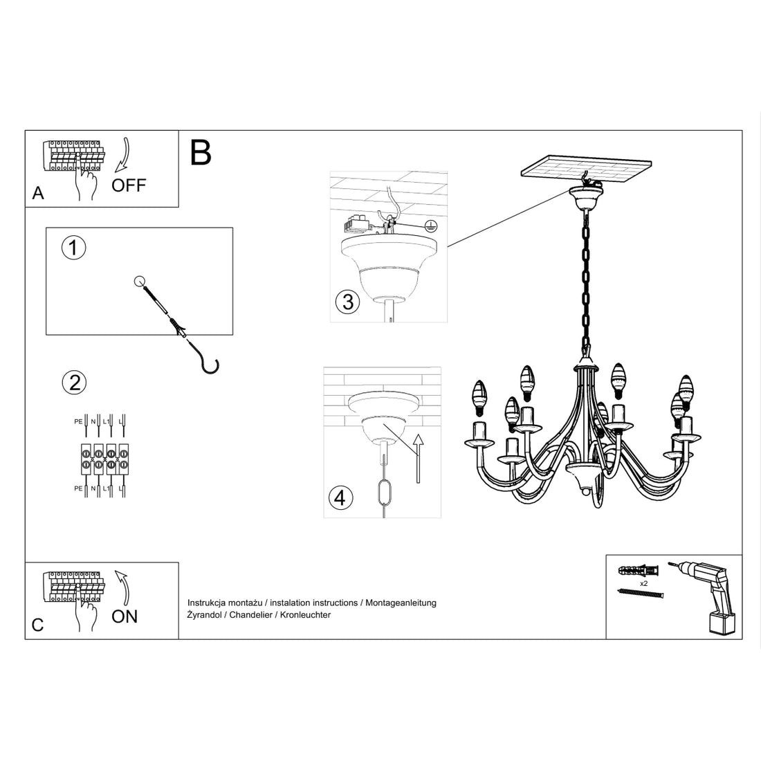 Chandelier MINERWA 5 black - Diamond Work Sp. z o.o.