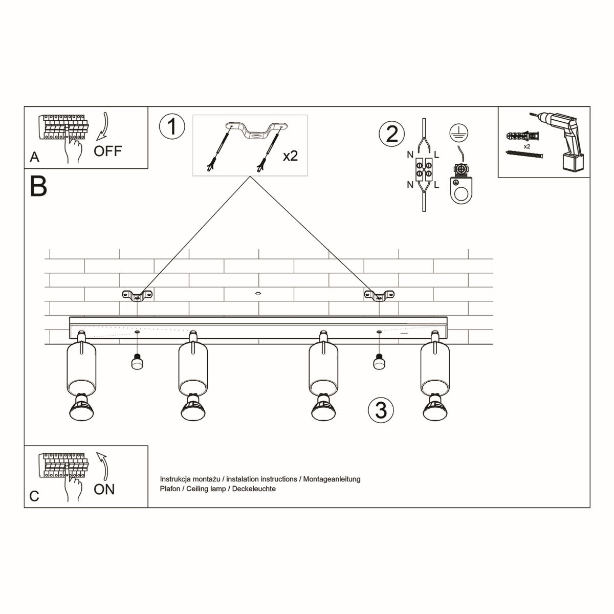 Ceiling lamp RING 4L black - Diamond Work Sp. z o.o.