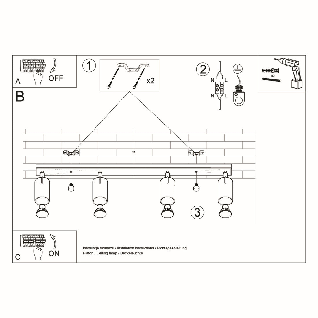 Ceiling lamp RING 4L black - Diamond Work Sp. z o.o.