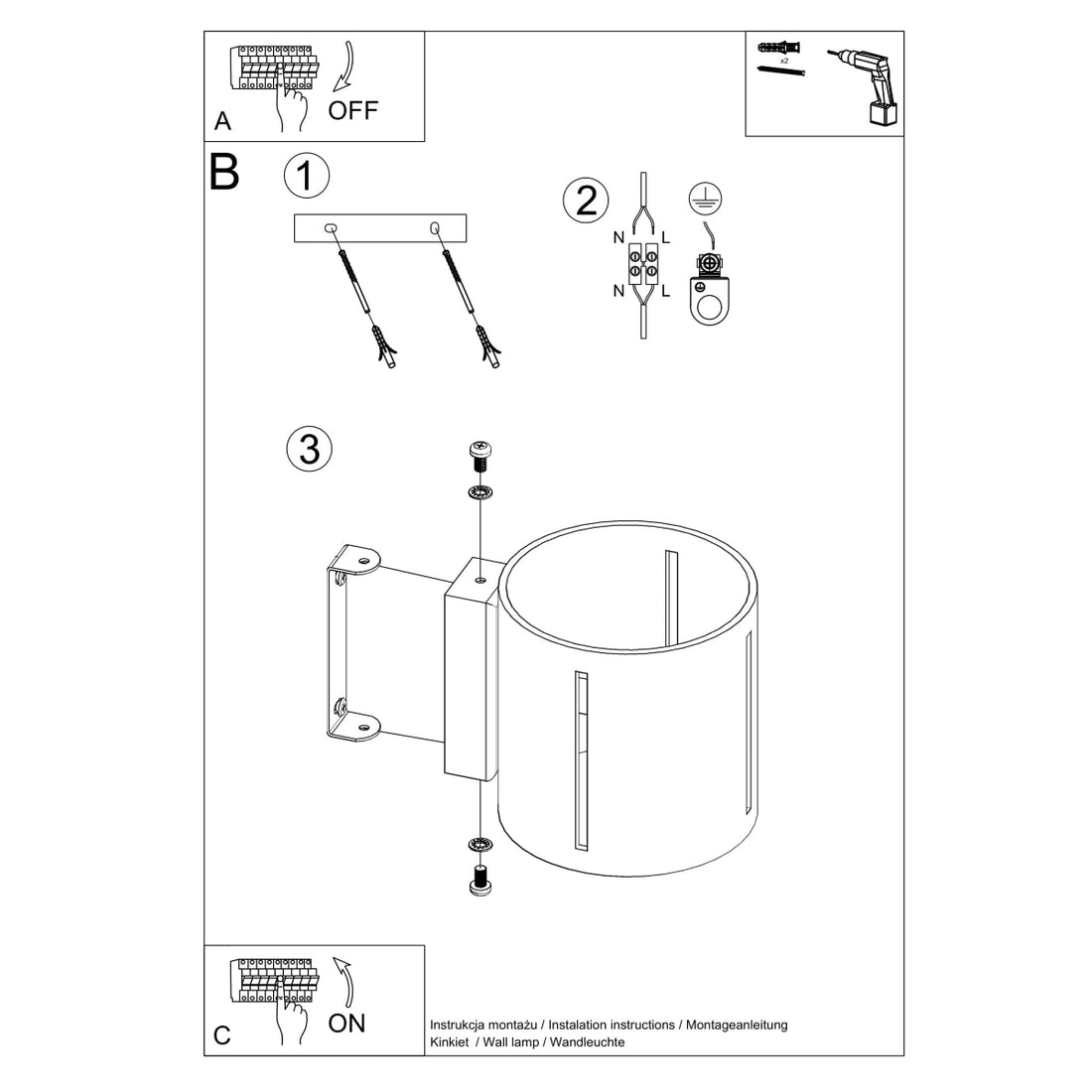 Wall lamp INEZ grey - Diamond Work Sp. z o.o.
