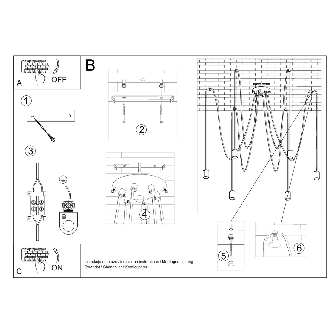 Chandelier EDISON 5 black - Diamond Work Sp. z o.o.