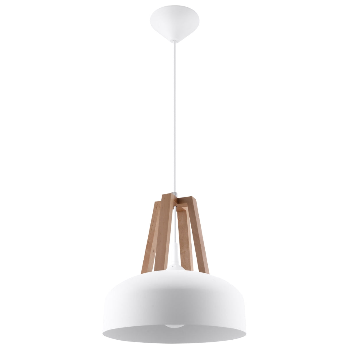 Pendant lamp CASCO white/natural wood - Diamond Work Sp. z o.o.