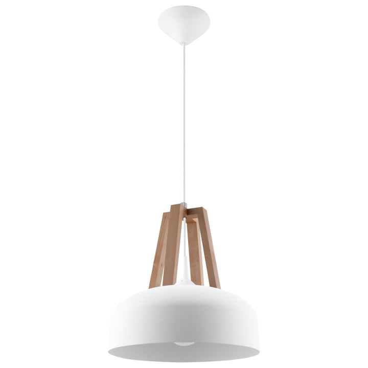 Pendant lamp CASCO white/natural wood - Diamond Work Sp. z o.o.