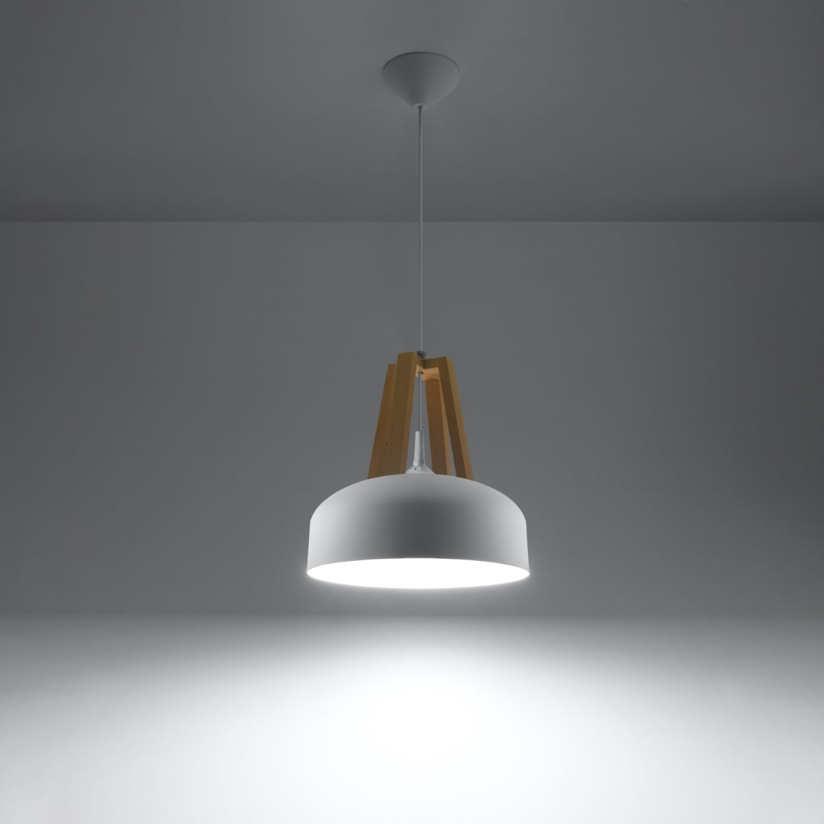 Pendant lamp CASCO white/natural wood - Diamond Work Sp. z o.o.