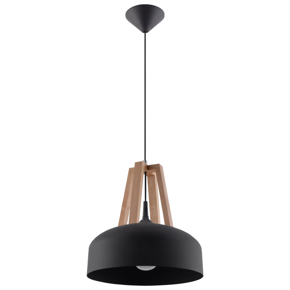 Pendant lamp CASCO black/natural wood - Diamond Work Sp. z o.o.
