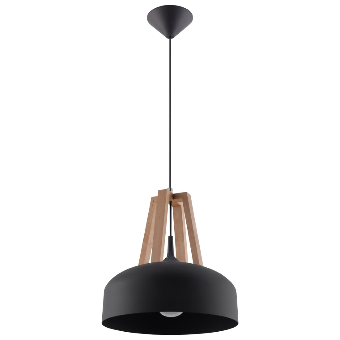 Pendant lamp CASCO black/natural wood - Diamond Work Sp. z o.o.