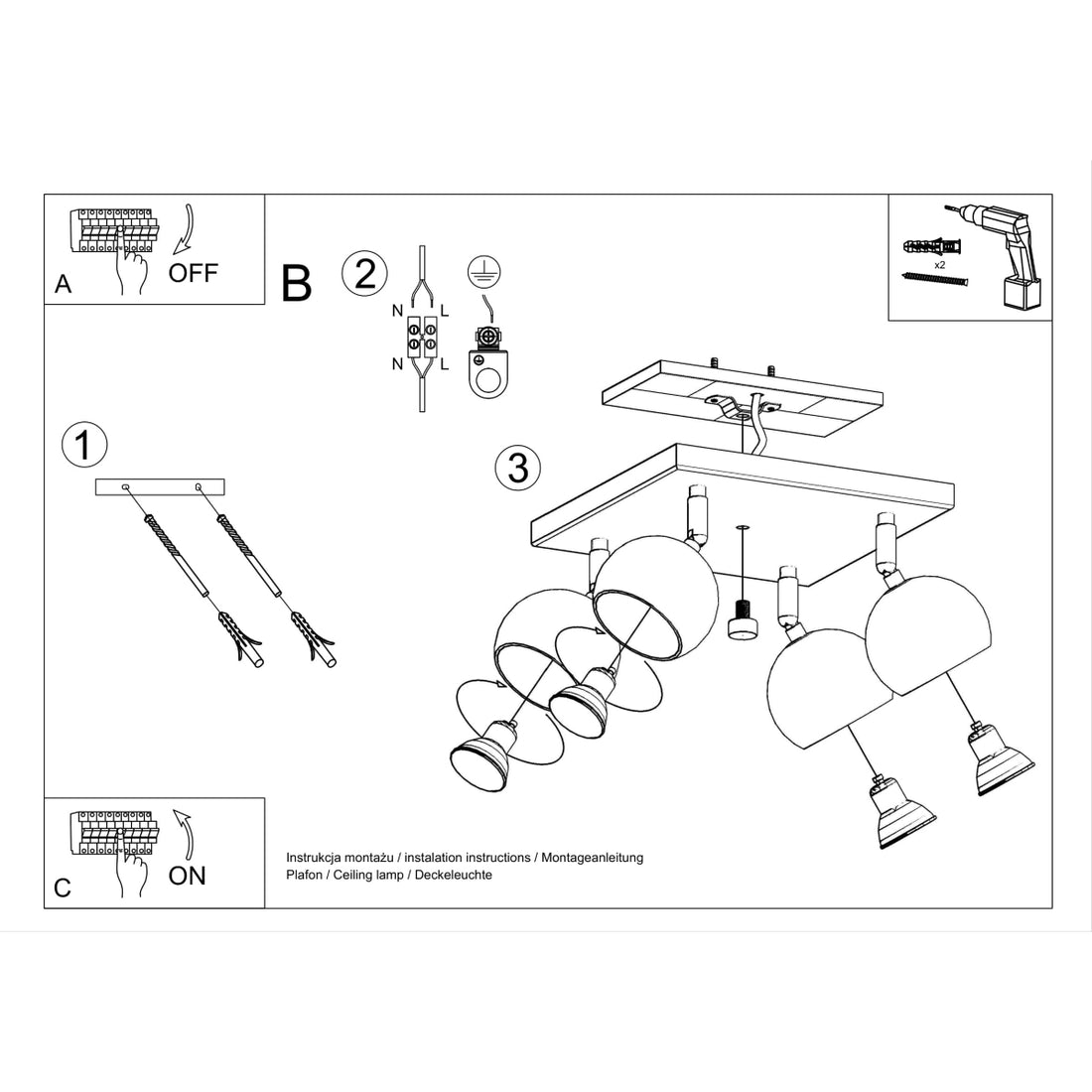 Ceiling lamp OCULARE 4 white