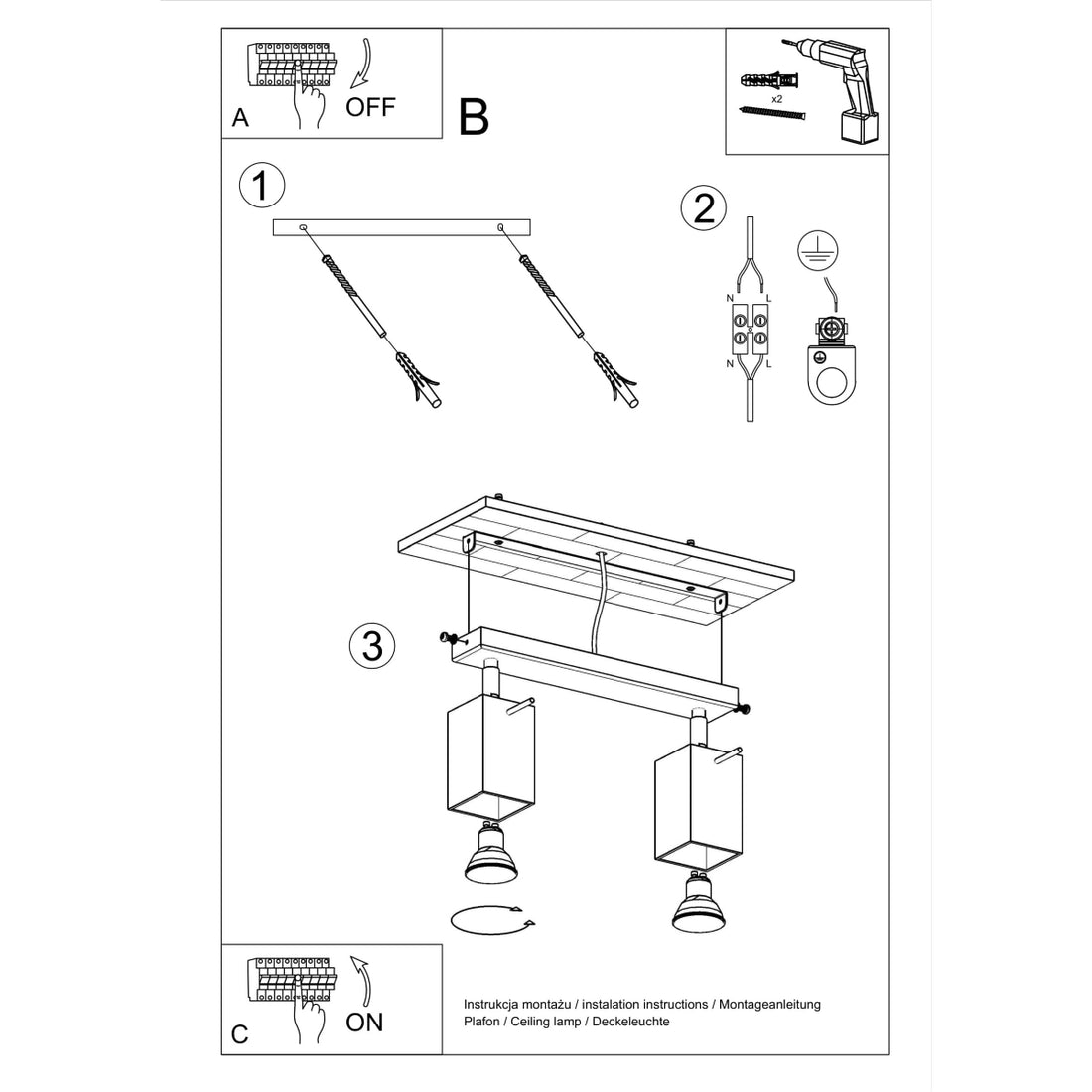 Ceiling lamp MERIDA 2 grey