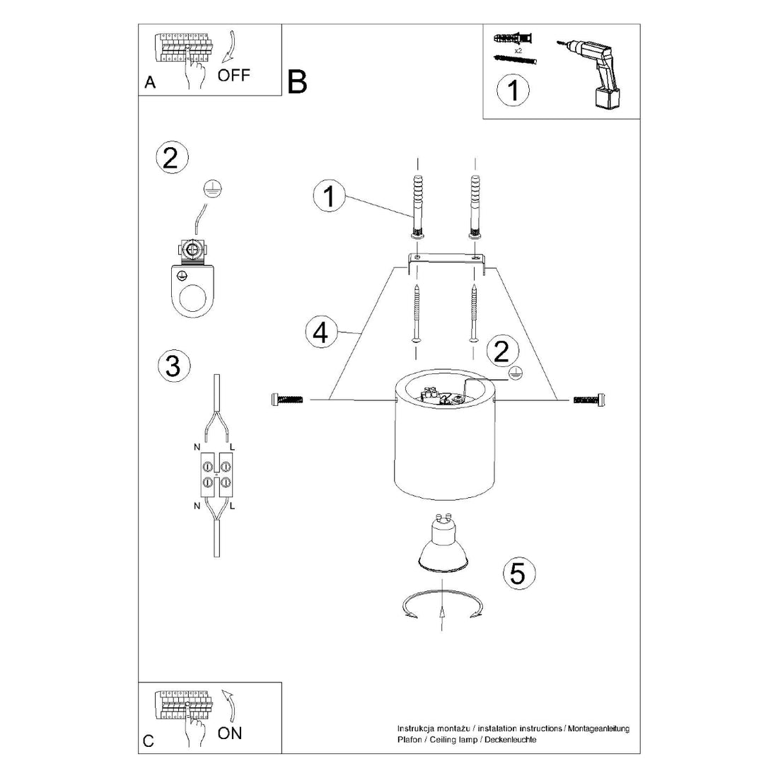 Ceiling lamp ORBIS concrete
