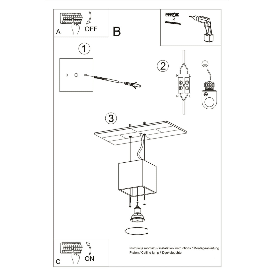Ceiling lamp QUAD 1 anthracite
