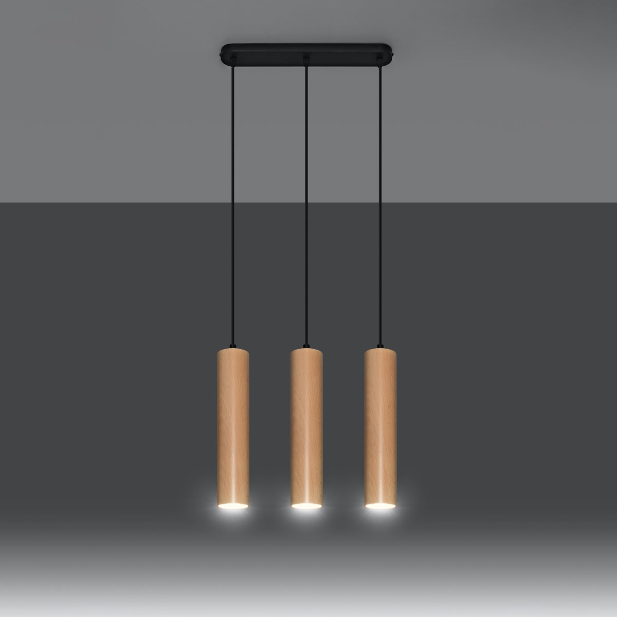 Pendant lamp LINO 3 wood