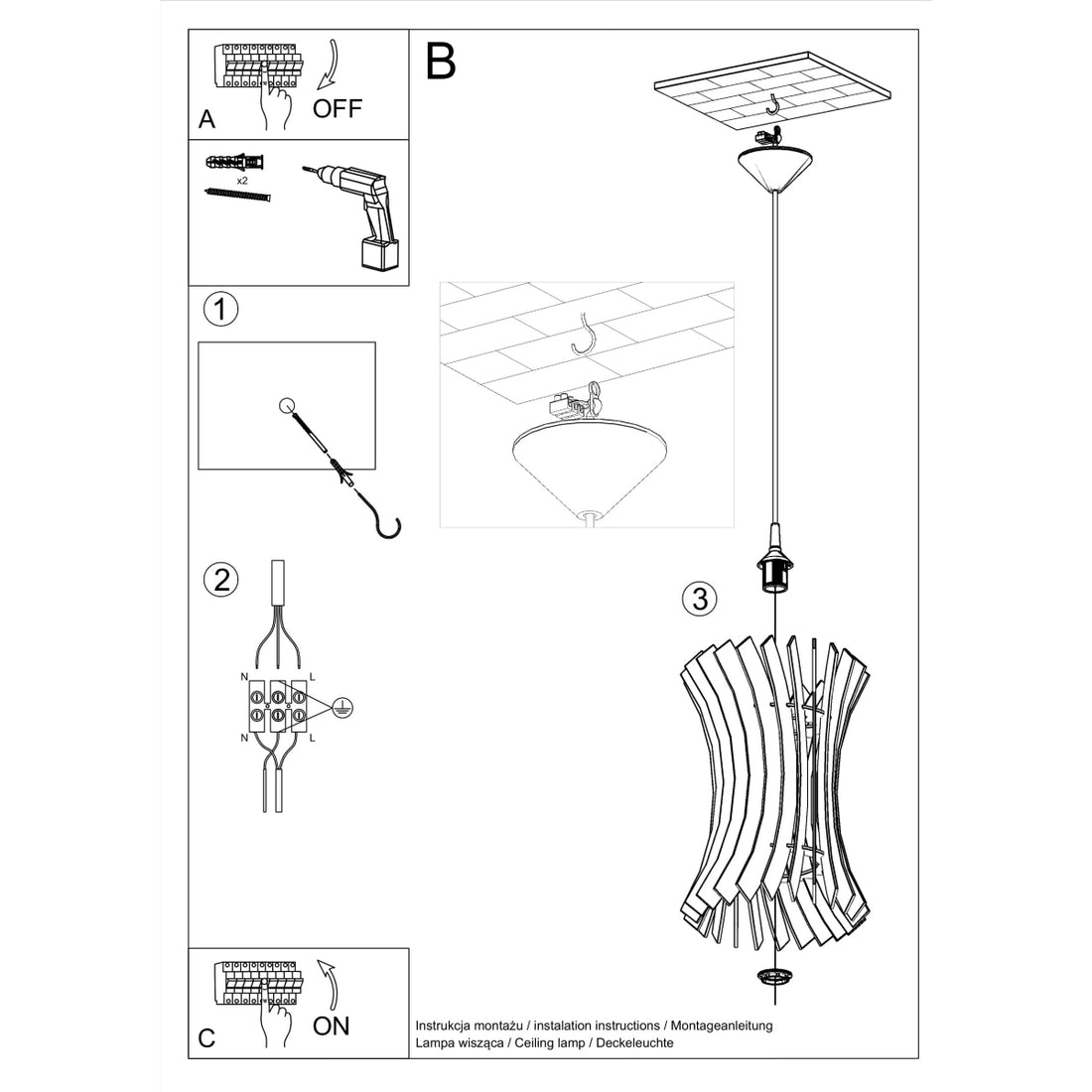 Pendant lamp ORIANA wood
