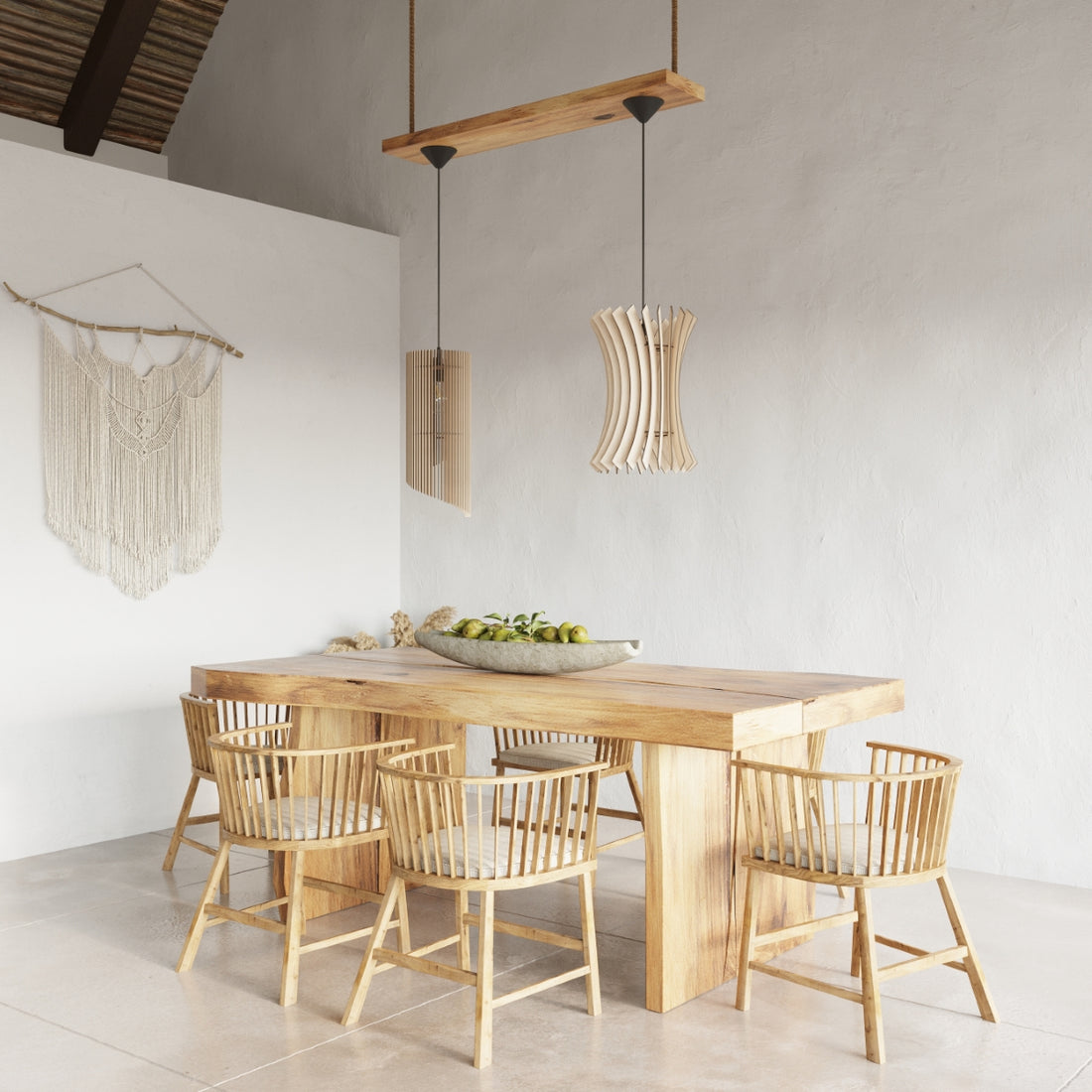 Pendant lamp ORIANA wood