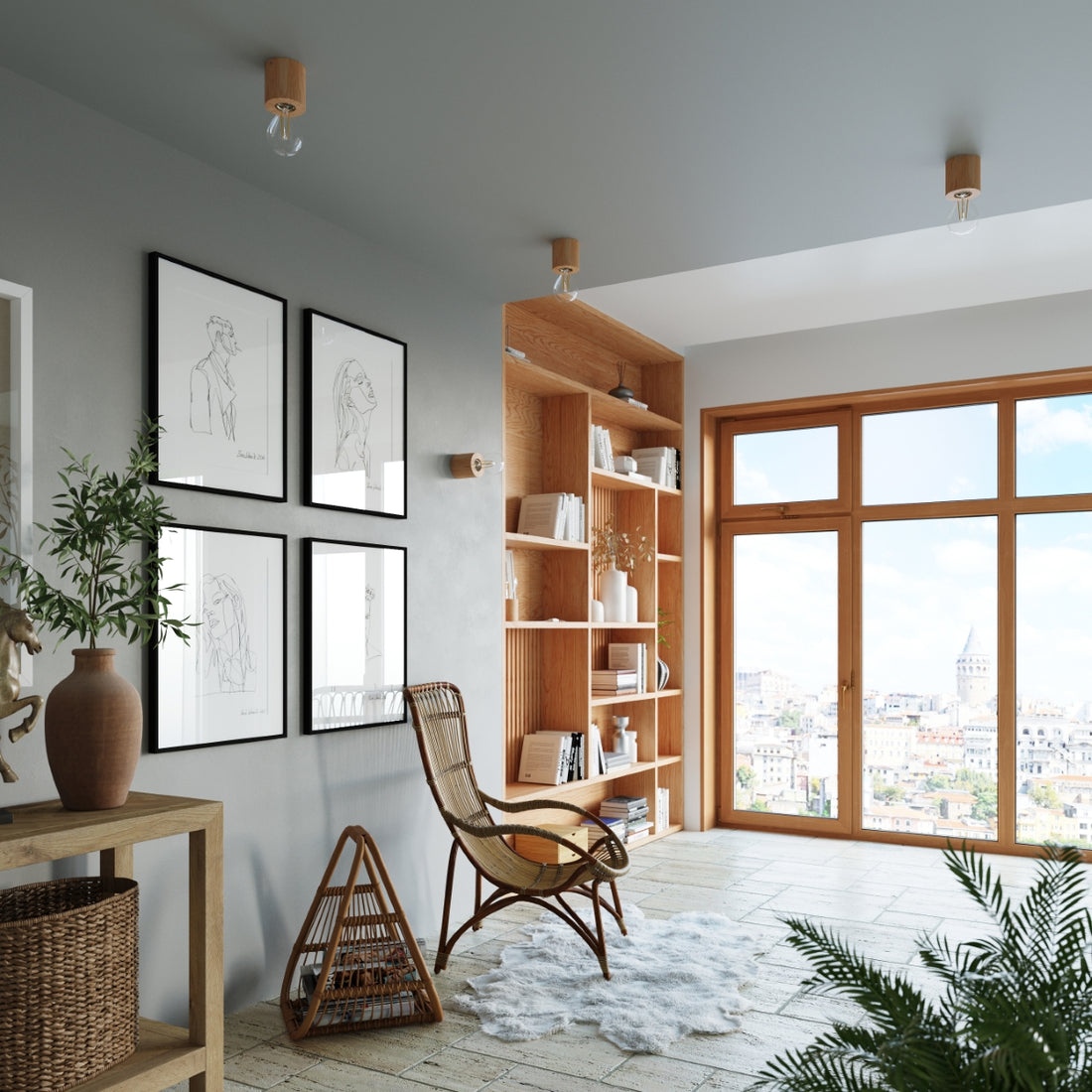 Wall lamp SALGADO natural wood