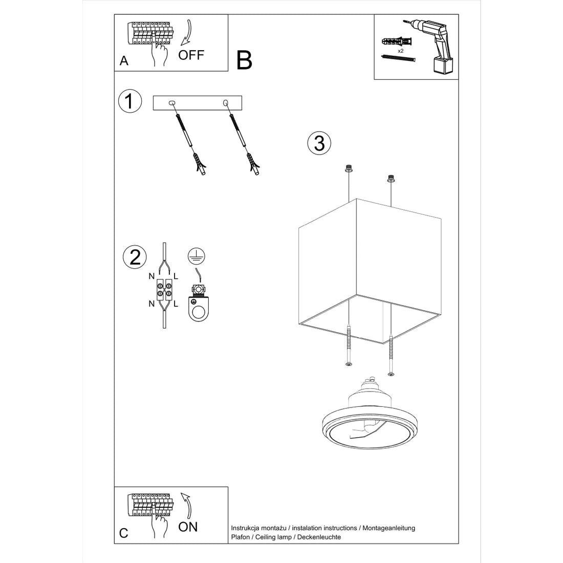Lampa sufitowa BLAKE szara