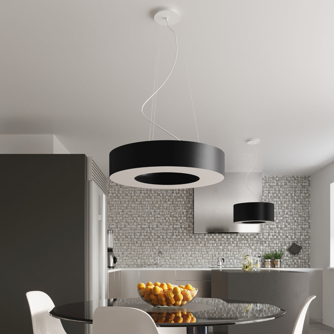 Żyrandol SATURNO SLIM 90 czarny