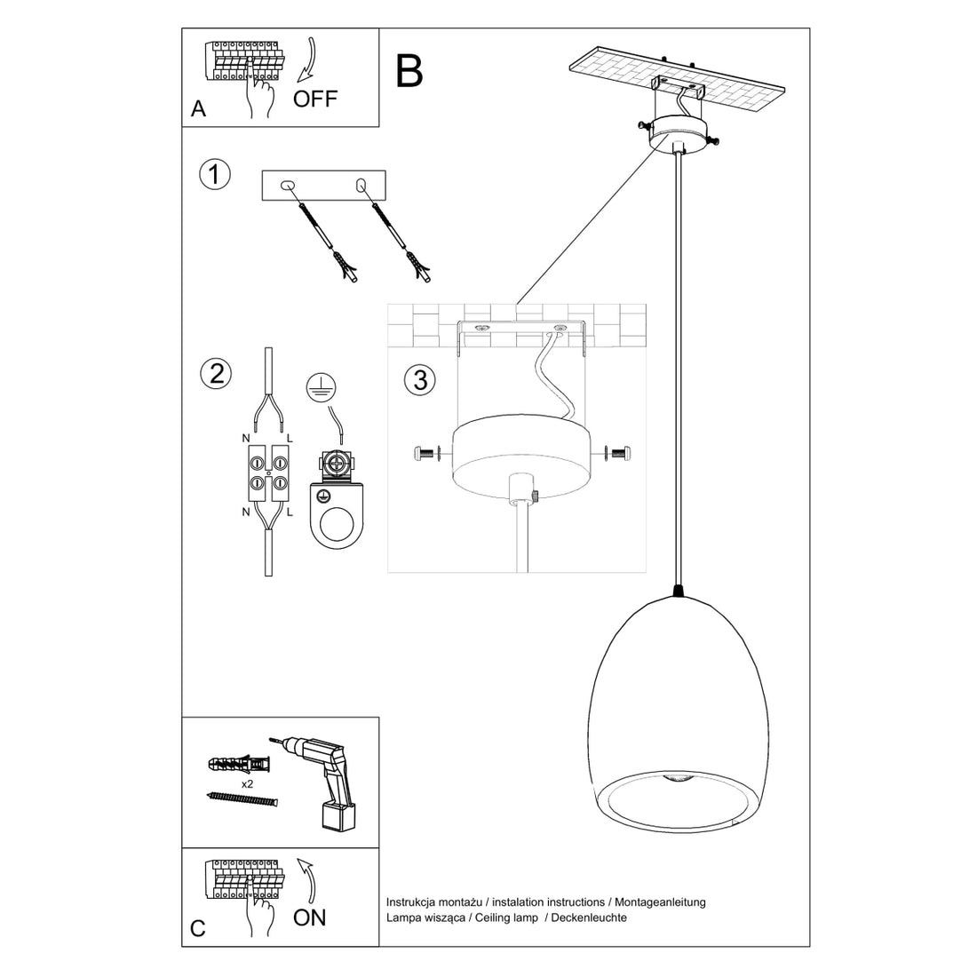 Ceramic pendant lamp FLAWIUSZ