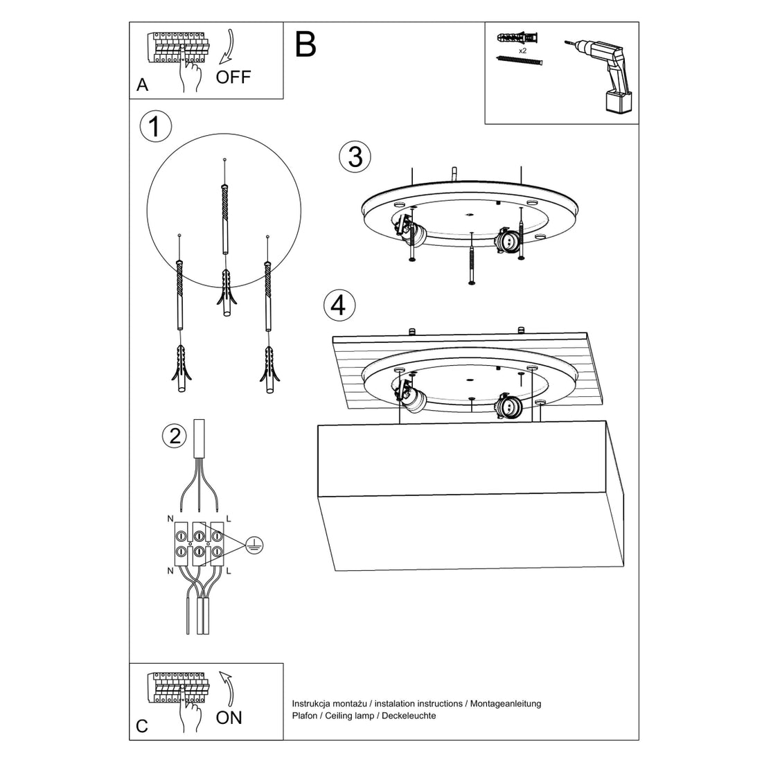 Ceiling lamp HORUS 55 grey