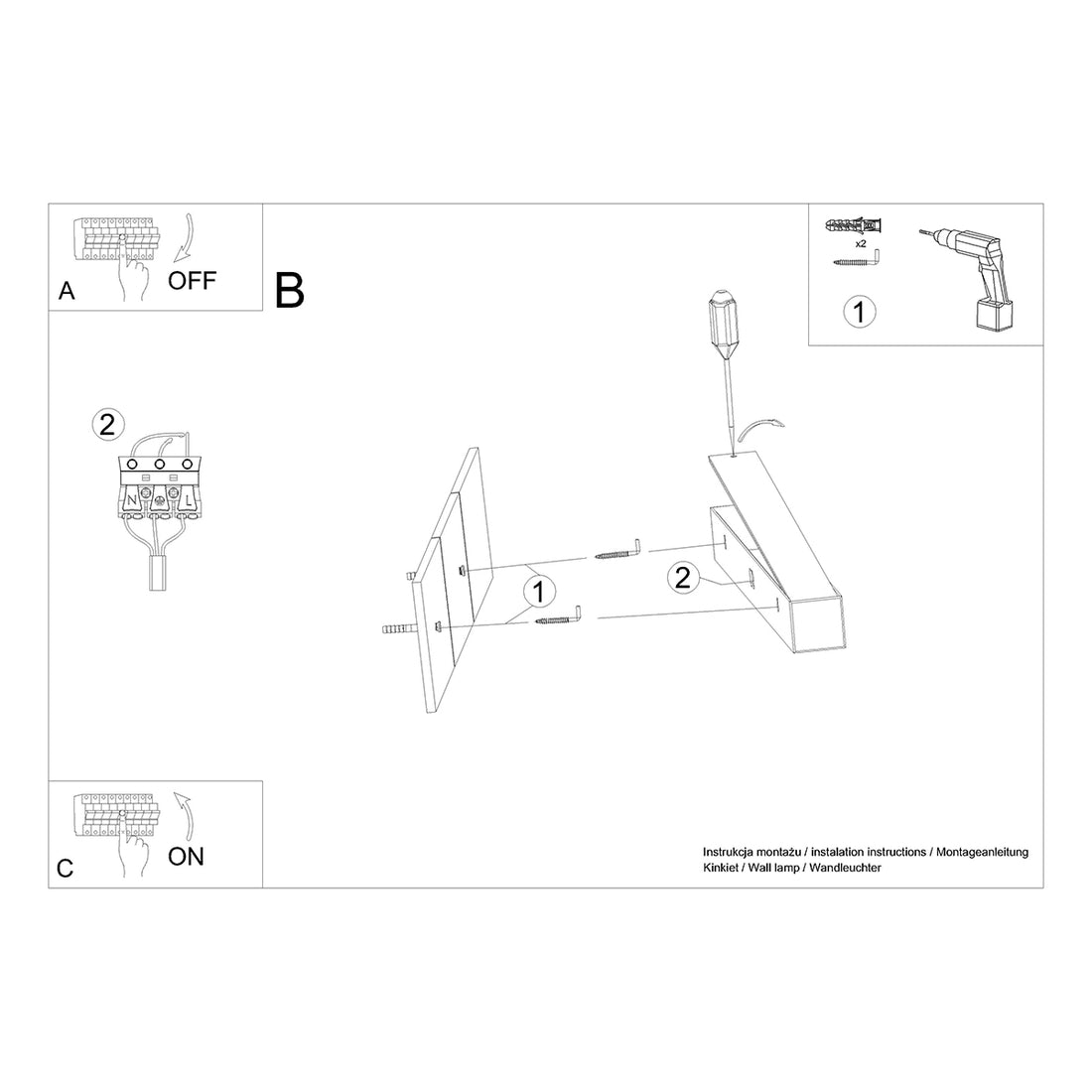 Wall lamp PINNE 150 black