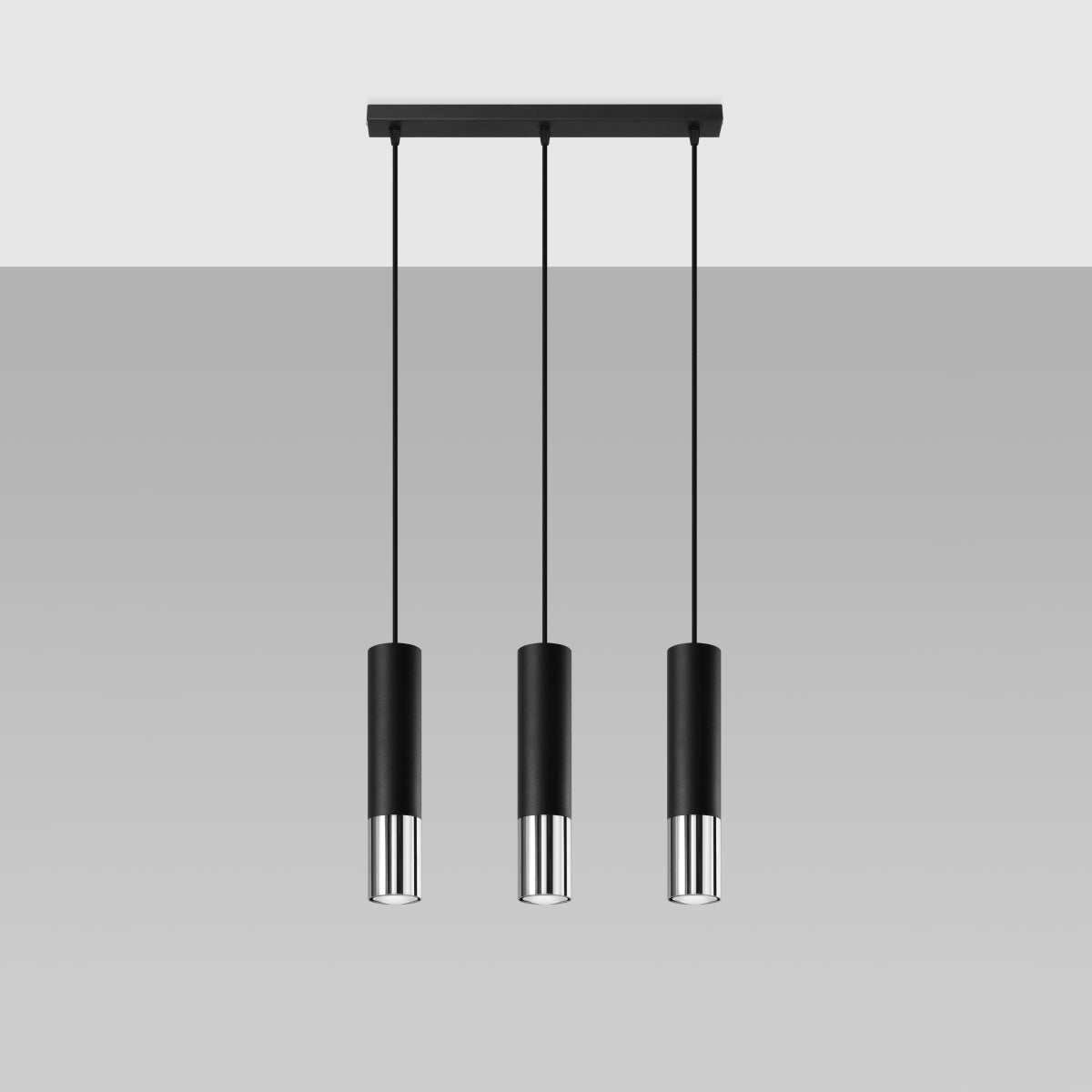 Pendant lamp LOOPEZ 3L black/chrome