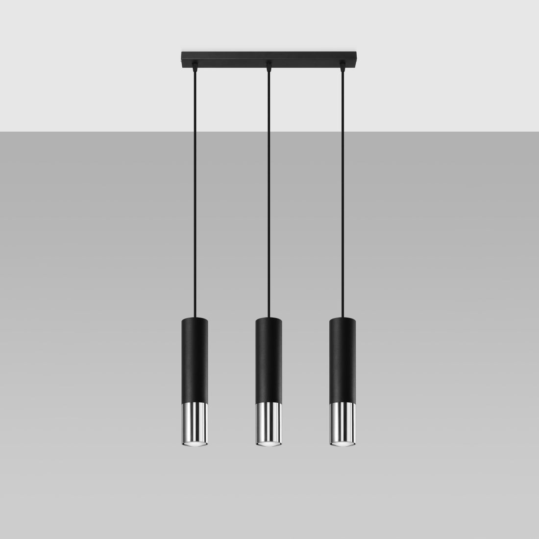 Pendant lamp LOOPEZ 3L black/chrome