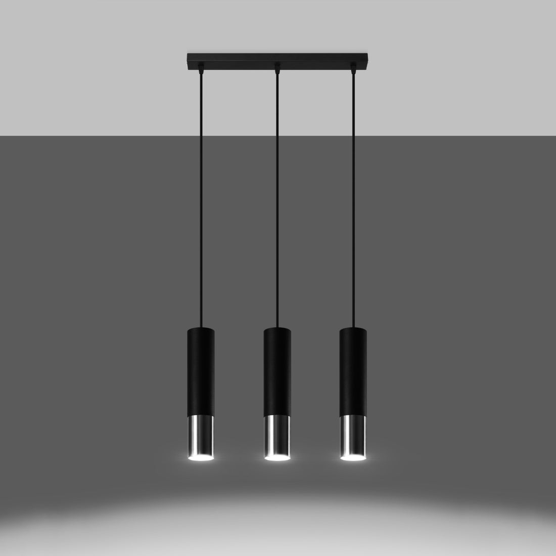 Pendant lamp LOOPEZ 3L black/chrome