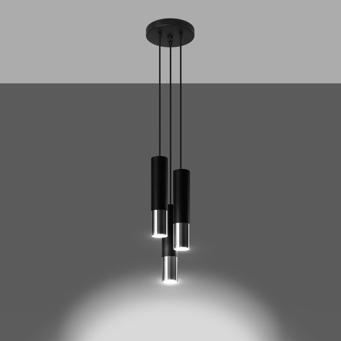 Pendant lamp LOOPEZ 3P black/chrome