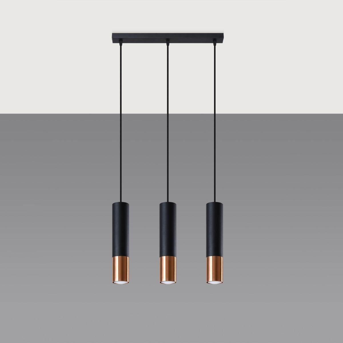 Pendant lamp LOOPEZ 3L black/copper
