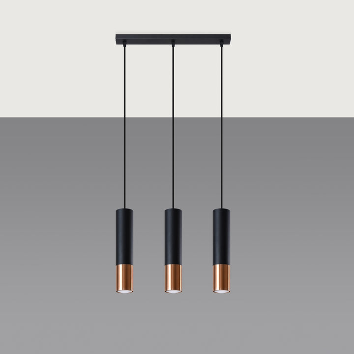 Pendant lamp LOOPEZ 3L black/copper