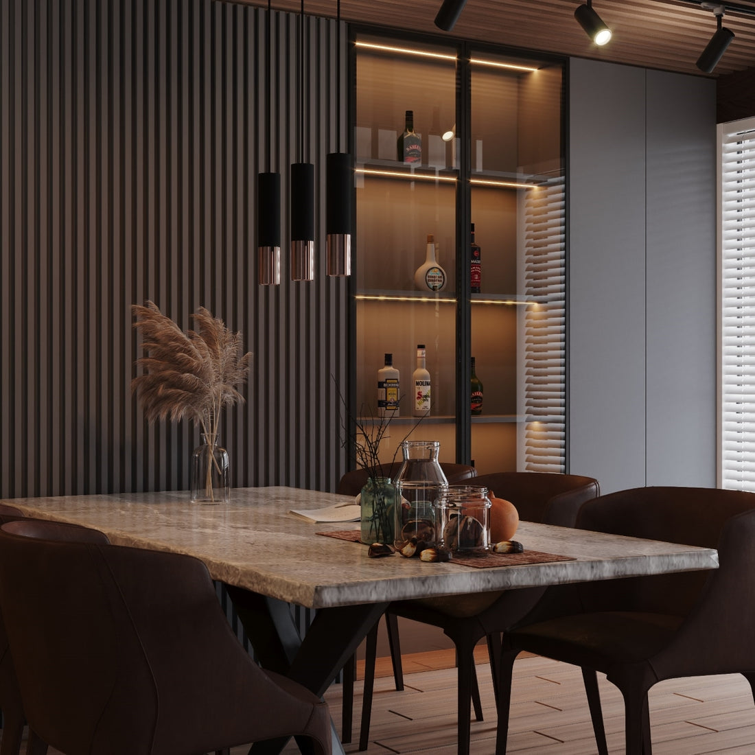 Pendant lamp LOOPEZ 3P black/copper