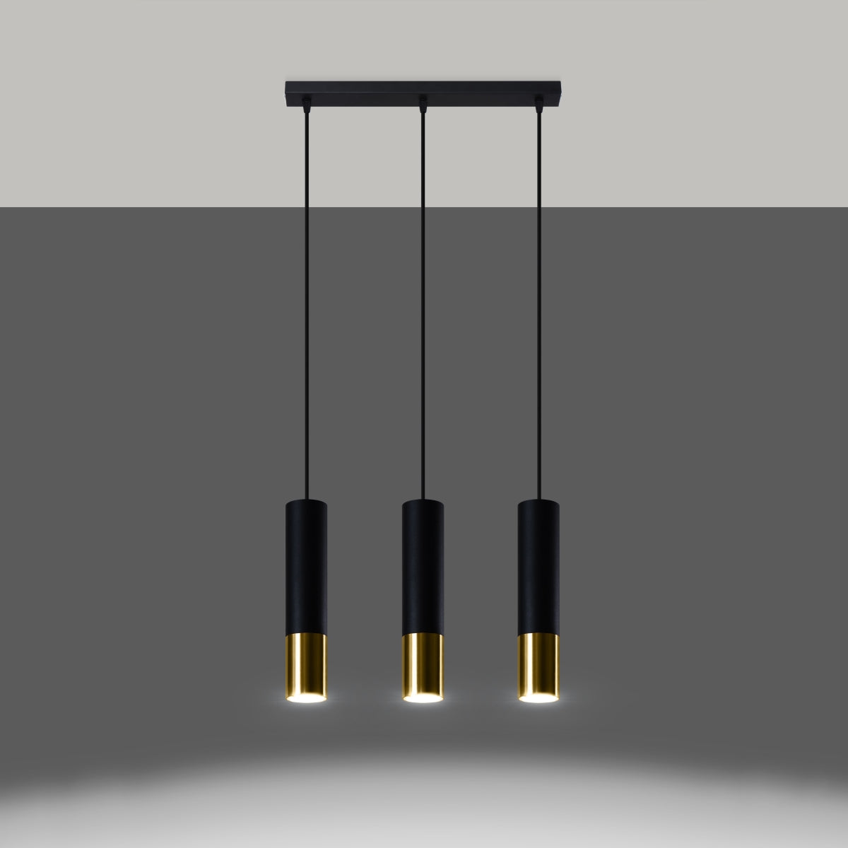 Pendant lamp LOOPEZ 3L black/golden