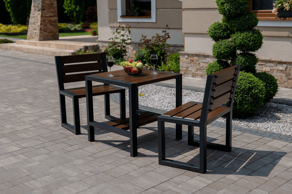 Contemporary Garden Dining Set Success 1x square table 2x chairs with a backrest - Diamond Work Sp. z o.o.