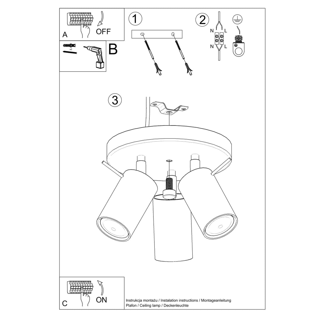 Ceiling lamp RING 3P white