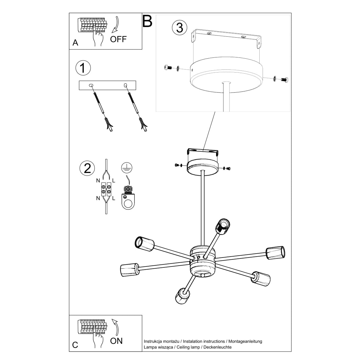 Chandelier LANGO 6 black
