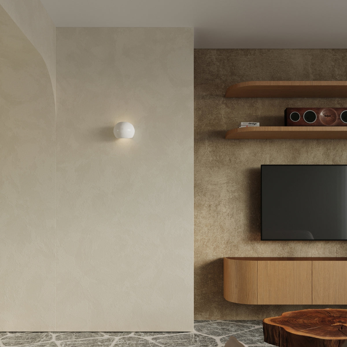 Varnished wall lamp GLOBE white gloss