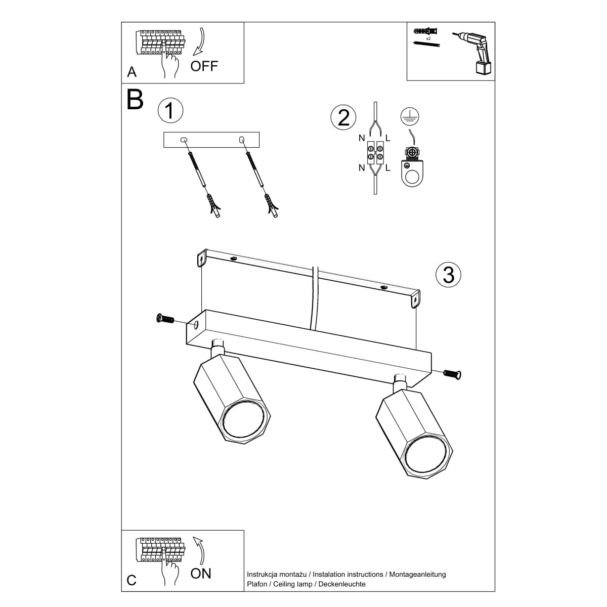 Ceiling lamp ZEKE 2 oak