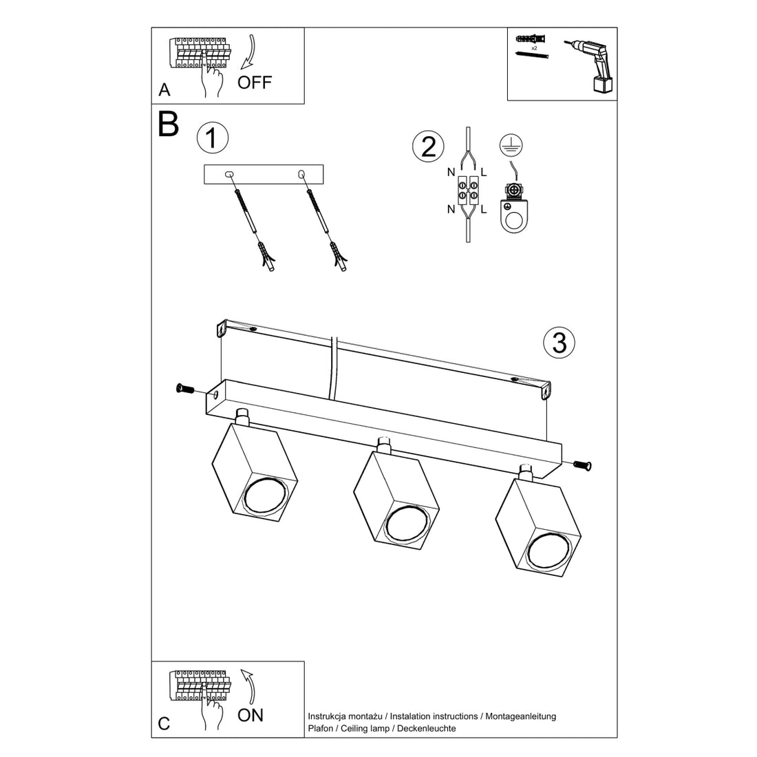 Ceiling lamp KEKE 3 oak