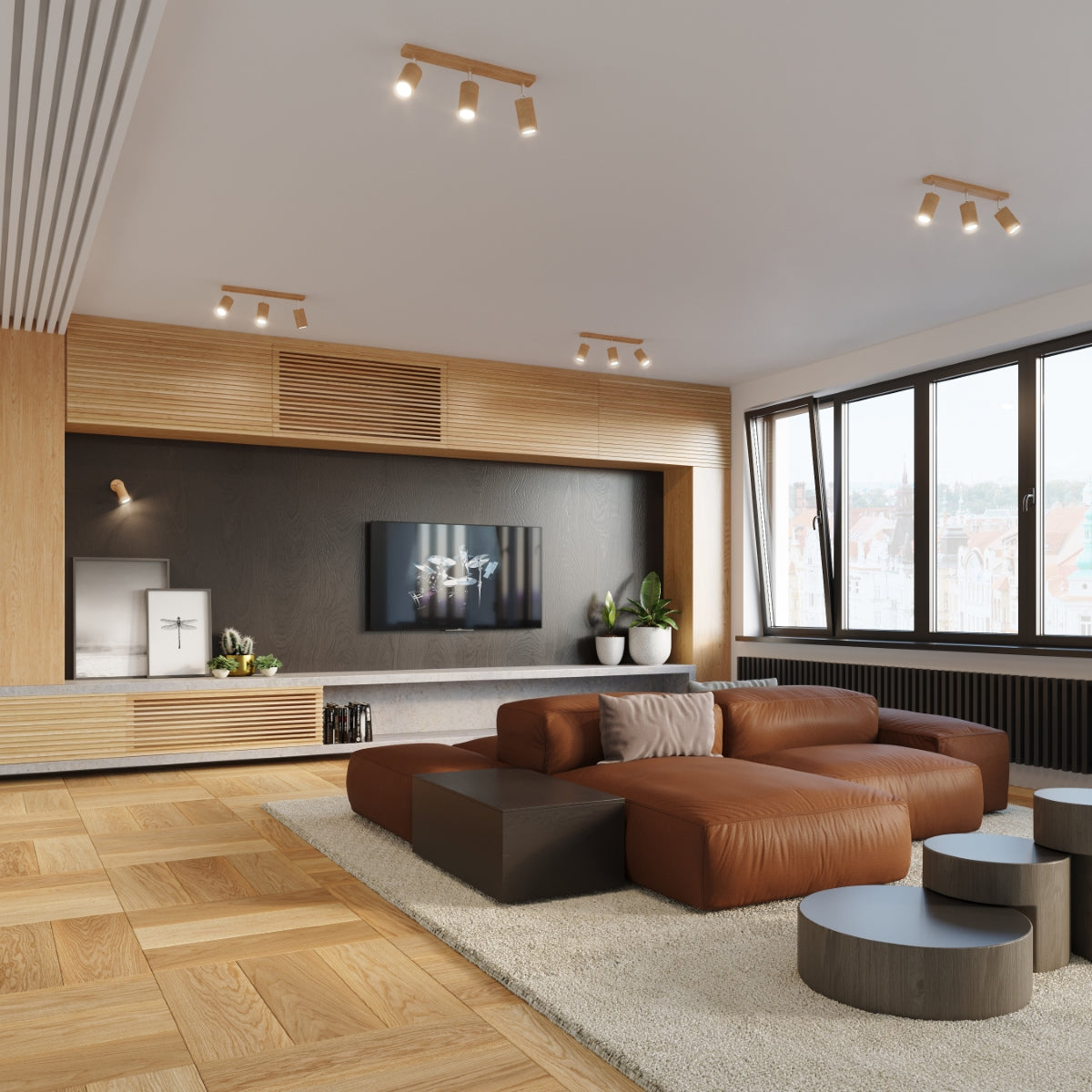 Ceiling lamp BERG 6 natural wood