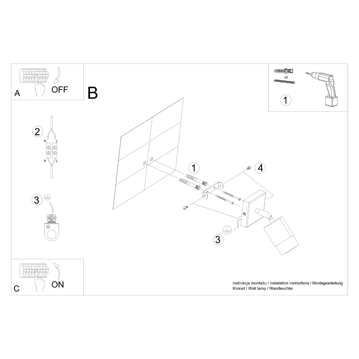 Wall lamp NERO black/golden