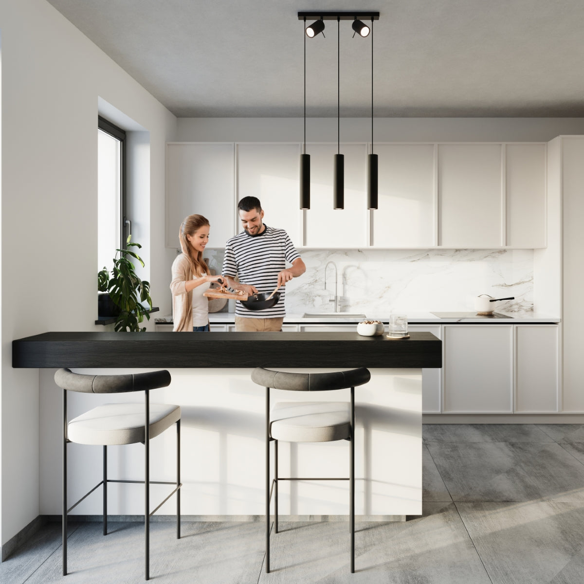 Pendant lamp RING 3 black