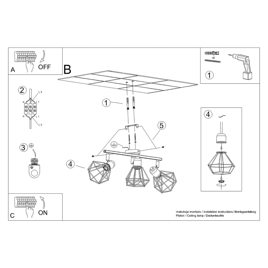 Ceiling lamp ARTEMIS 3 black