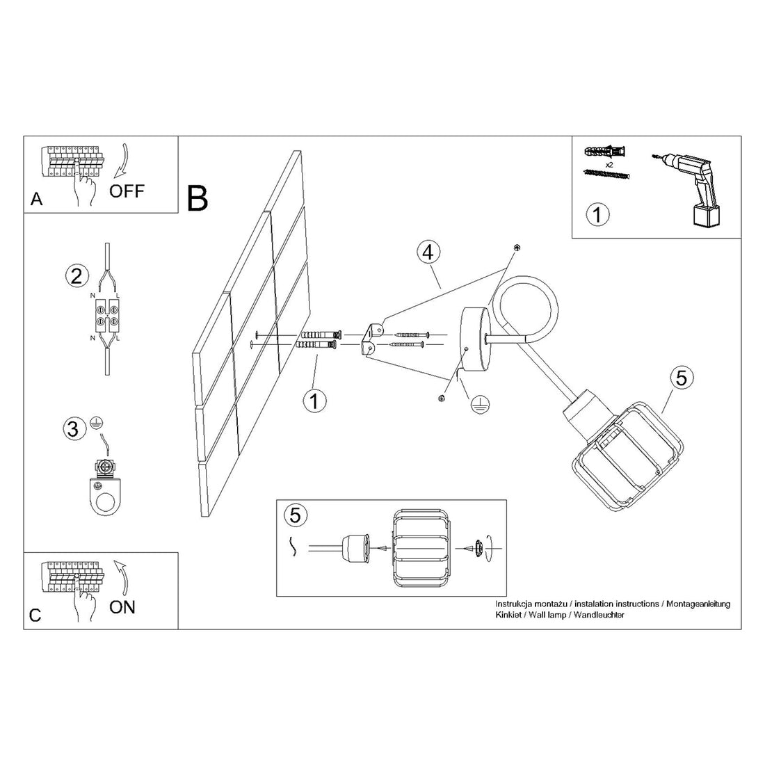 Wall lamp BELUCI 1S black
