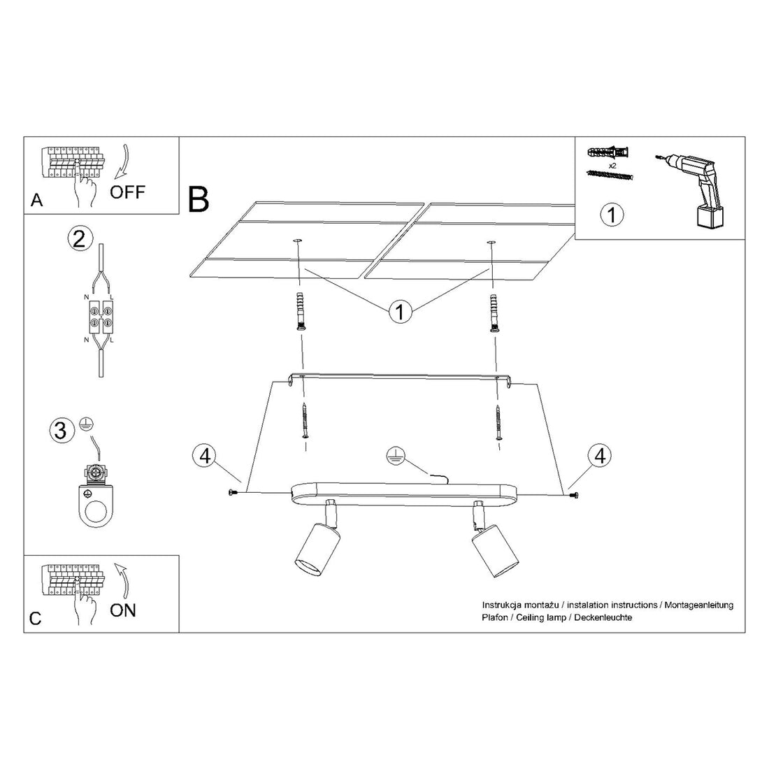 Ceiling lamp FORNES 2 black