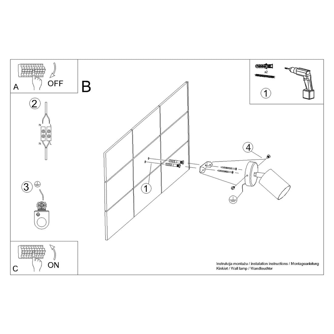 Wall lamp LEMMI 1 black