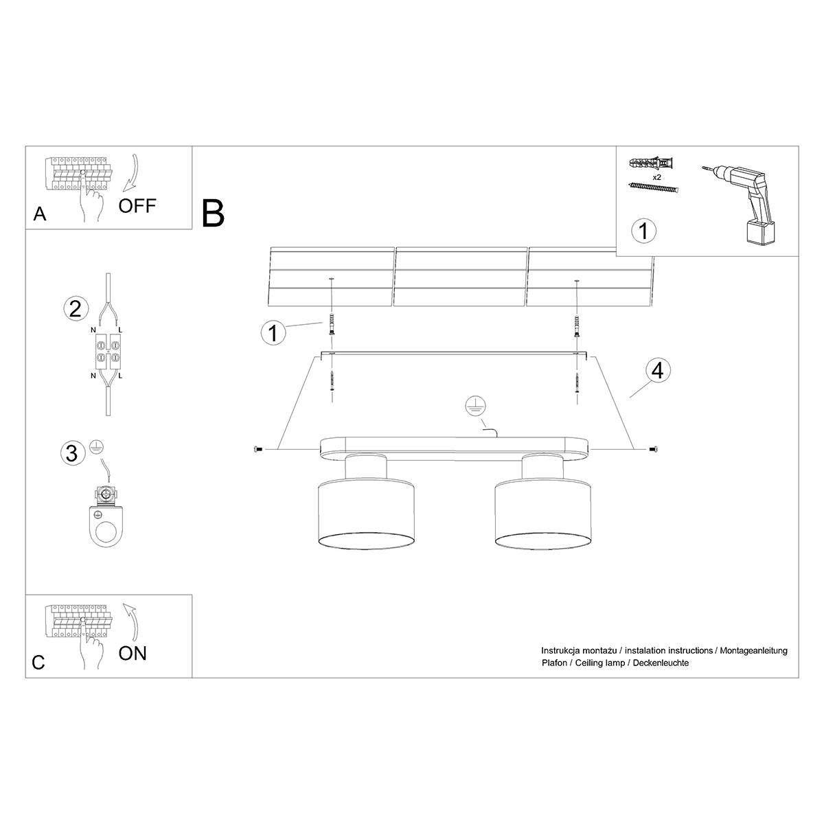 Ceiling lamp SAVAR 2 black