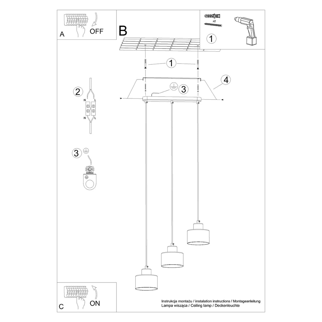 Pendant lamp SAVAR 3 black