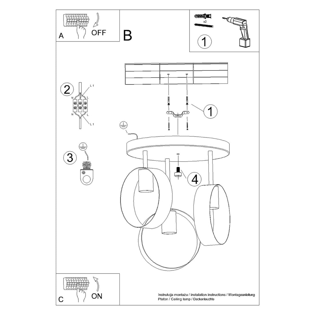 Ceiling lamp TITRAN 3 white
