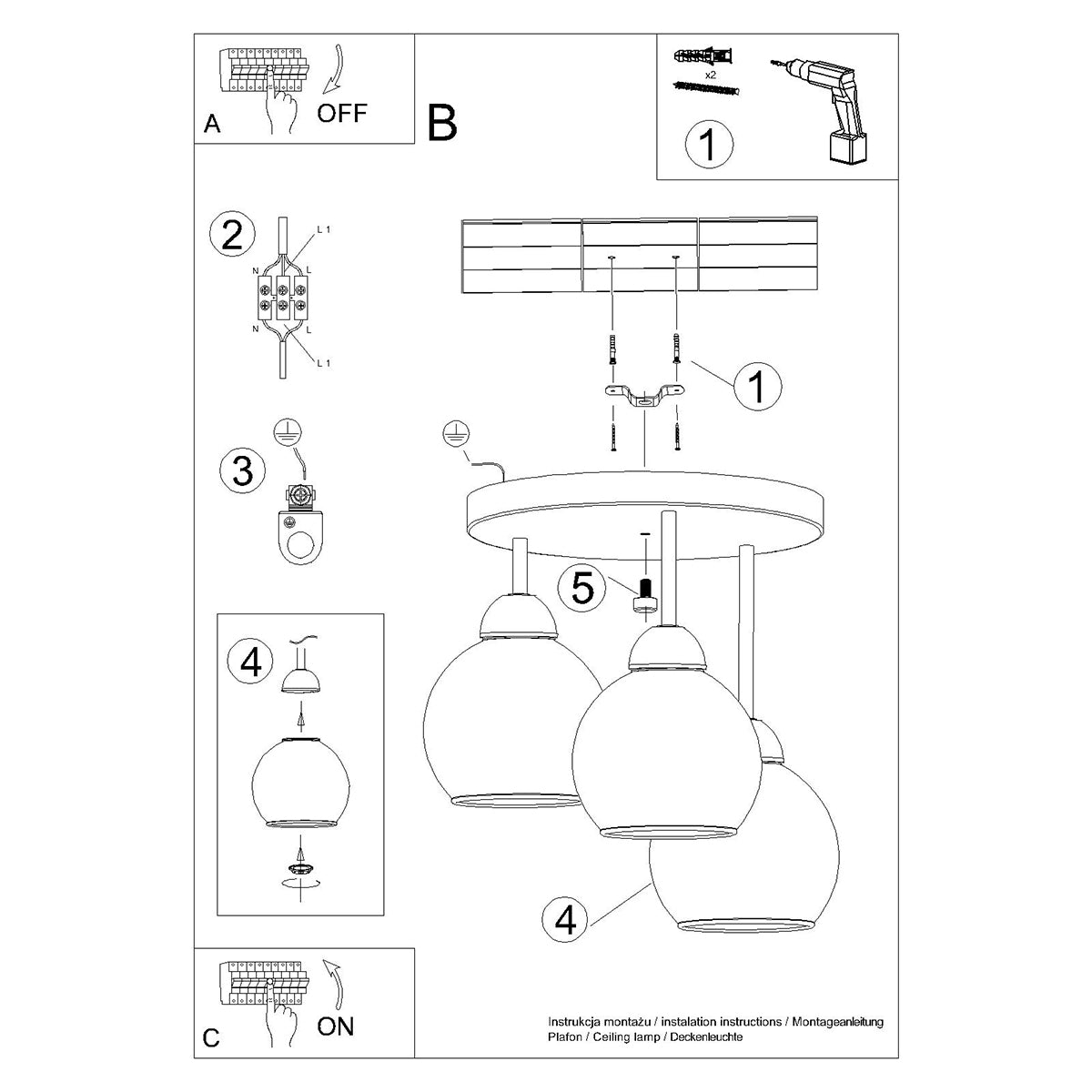 Chandelier ALINO 3 black